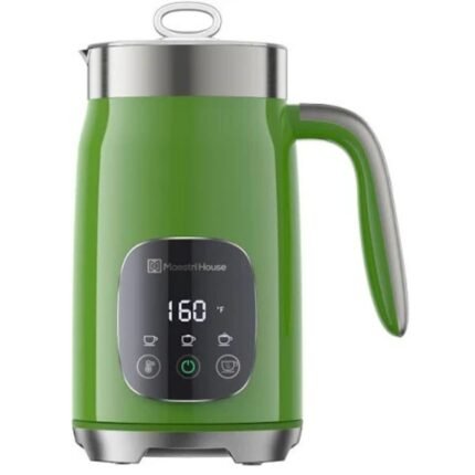 electric milk frother – smart heating foam maker green